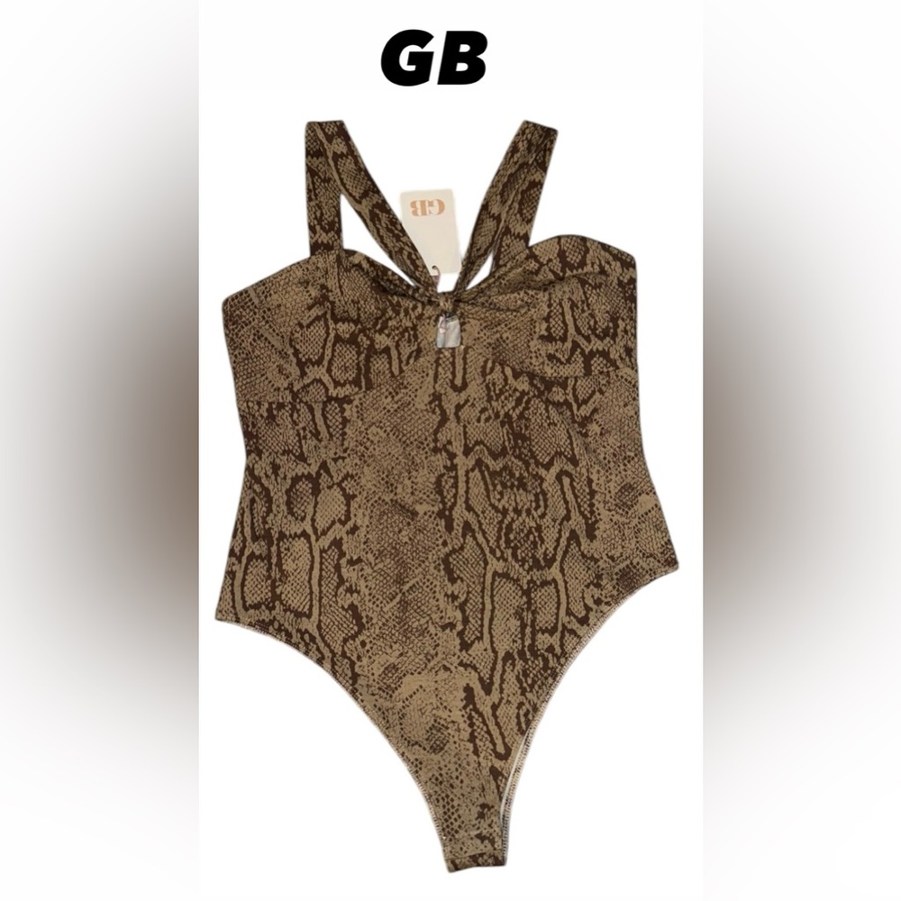 Gianni Bini GB Snakeskin Print Bodysuit , Size XL